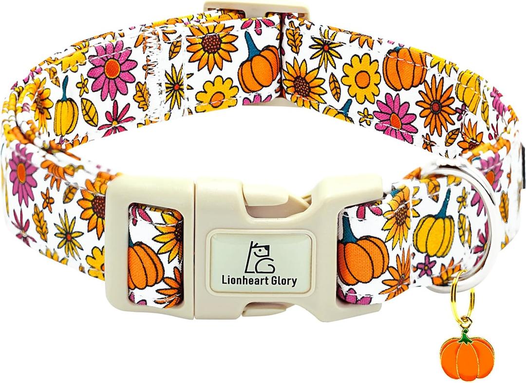 Fall Dog Collar,Halloween Pumpkin Floral Dog Collars for Large Dogs Party