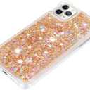 Compatible with iPhone 11 Pro Max Case, Bling Glitter Liquid Clear Case Floating Quicksand Shockproof Protective Sparkle Silicone Soft TPU Case for iPhone 11 Pro Max. YBL Love Gold