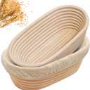 10" Banneton Bread Proofing Basket, Sourdough Proofing Basket Set of 2, Bread Banneton Basket for Professional & Home, Oval Bread Proofing Baskets for Sourdough