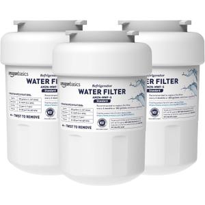 Amazon Basics Replacement Water Filter Cartridge Compatible with GE MWF Refrigerator, NSF Certified, 3-Pack