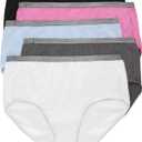 Hanes womens Just My Size Brief Underwear, Cotton Stretch Brief Panties, Plus Sizes, 5-pack (11, White/Grey/Blue/Pink/Black)