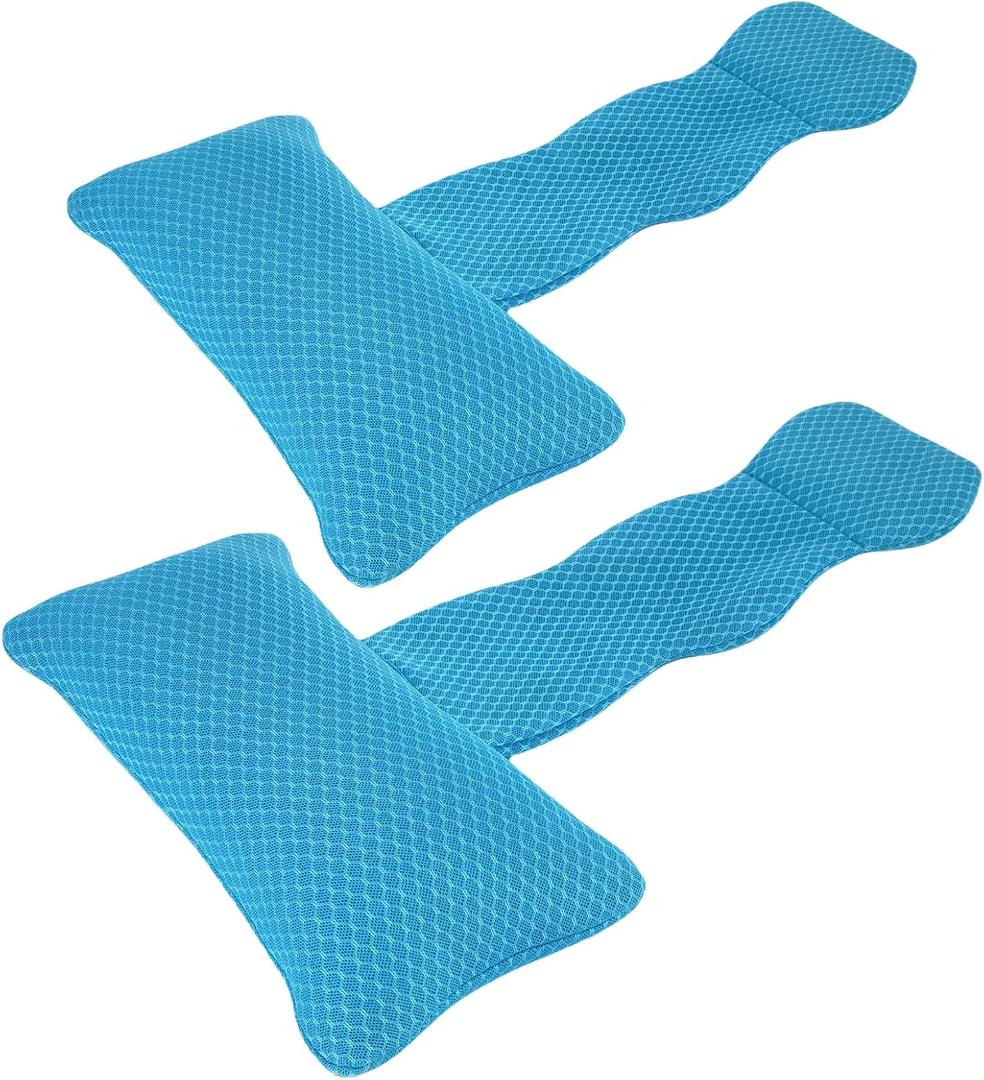 REEZEIVI 2 Pack Hot Tub Headrest Pillow,Chaise Lounge Pillows Outdoor 3D air mesh,Spa Pillow for Outdoor Hot Tub, Quick Drying and Washable,Head and Neck Support Pillow with Adjustable Weighted Strap (Blue)
