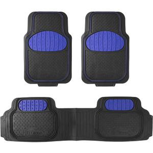 FH Group Heavy-Duty Rubber Car Floor Mats - Universal Fit, Trimmable, Climaproof - For Sedans, SUVs, Trucks - Blue