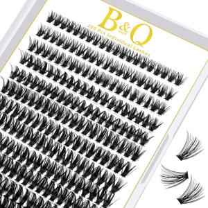 B&Q Lash Clusters 280PCS Natural Eyelash Clusters 50D D 18mm Individual Lash Wispy Eyelash Extension with Soft Thin Band Classic Look Pestaas Postizas Comfortable DIY at Home(50D-D-18mm)