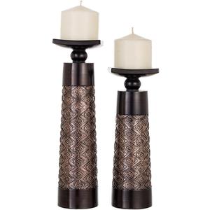 Creative Scents Dublin Brown Pillar Candle Holder Set of 2 - Home Decor Aesthetic, Coffee Table Decor Mantel Centerpieces Table Decorations, Living Room Decor or Dining Tabletop Decor -Gift Packaged-