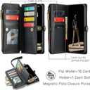 Defencase Compatible with Samsung Galaxy S22 Plus Case Wallet with RFID Blocking Card Holder for Women Men, PU Leather Magnetic Snap Flip Zipper Strap Phone Case Fit for Galaxy S22 Plus 5G 6.6", Black