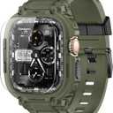 AmBand Bands Case Screen Protector Compatible with Apple Watch Ultra 3/ 2/ 1 49mm, M1 Sport Series Rugged Cover Strap and 9H Tempered Glass Film, Protective Bumper for iWatch 49 mm Men Army Green