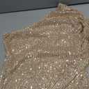 Long Sleeve Sequin One Shoulder Bodycon Mini Dress, L