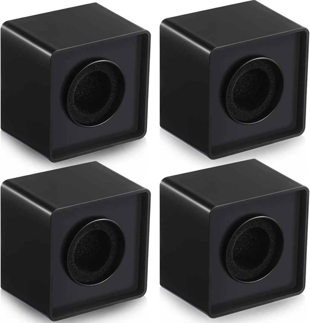 Landhoow 4 Pcs Mic Flags Square Cube Microphone Flags Station Portable Custom Interview Mic Station with Foam Microphone Accessories for Interview Reporter Host Halloween Cosplay(Black)