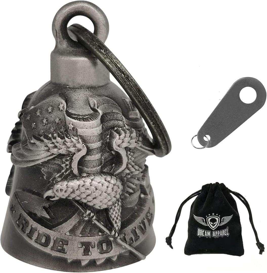 Dream Apparel Motorcycle Ride Bell For Bikers, Heavy Spirit Bells Accessory And Key Chain For Luck