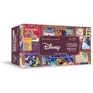 Trefl 13500 Piece Jigsaw Puzzle Golden Age of Disney Prime 78"x54" Large Jigsaw, BIO, ECO, Collage with Disney Characters, Creative Fun for Adults and Children from 12 Years Old
