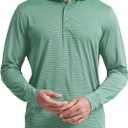 MICHEL ROUEN Golf Shirts for Men Short Sleeve Lightweight Quick Dry Pin Striped Casual Collared Polo Shirts (L)