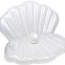 Zcaukya Inflatable Seashell Pool Float, Giant Clam AirFilled Toys with Pearl Ball for Kids Birthday Party Swimming Pool Summer Beach Party Mermaid Ocean Theme Party Decor