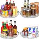 Clear Lazy Susan Organizer Turntable for Cabinet Table Top, 9.25 Inch 4 Pack 360 Rotating Spinning Makeup Organizer for Vanity, Kitchen Storage Rack Heavy-Duty Pantry Spices Tray Countertop Organizer