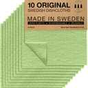 Pack of 10 SUPERSCANDI 10 Pack Swedish Dishcloths for Kitchen - 100% Biodegradable & Compostable Reusable Paper Towels Washable, Food-Safe & Without Plastic - Dish Rags Suitable for Any Surface, Apple Green