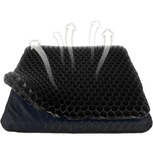 Yimiyaa Gel Seat Cushion, Double Thick Egg Gel Cushion for Pressure Pain Relief, Breathable Wheelchair Cushion Chair Pads for Car Seat Office Chair Black