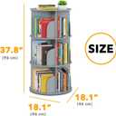 SpaceAid 3 Tier Rotating Bookshelf Tower, Spinning Bookcase Lazy Susan, Revolving 360 Book Shelf Storage Round Carousel, Vertical Rotate Turning Spiral Corner Organizer, Gray, 3 Tier, 37.8" H