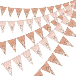 Boao 5 Pack Western Cowboy Party Decorations Bandana Pennant Banner Wild West Decor Western Cowboy Themed Yee Haw Country Party Decoration Supplies 9.8 x 5 ft (Brown Paisley)