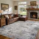 DMOYEST Area Rug Living Room Rugs - 8x10 Washable Large Soft Indoor Neutral Modern Abstract Low Pile Rug Carpet for Bedroom Dining Room Farmhouse Home Office - Blue/Grey/Brown