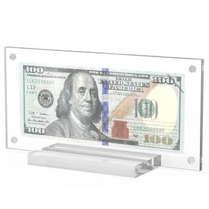 Yncotte Dollar Bill Frame 1 Pack, Dollar Bill Holder Acrylic Money Case Dollar Frame Display Double-Sided Transparent for Collectors Currency Ticket Check Protector