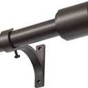 Kemmie 1" Window Treatment Curtain Rod with Cylindrical Cap Finials, Single Drapery Rod Adjustable Length 72-144", Bronze