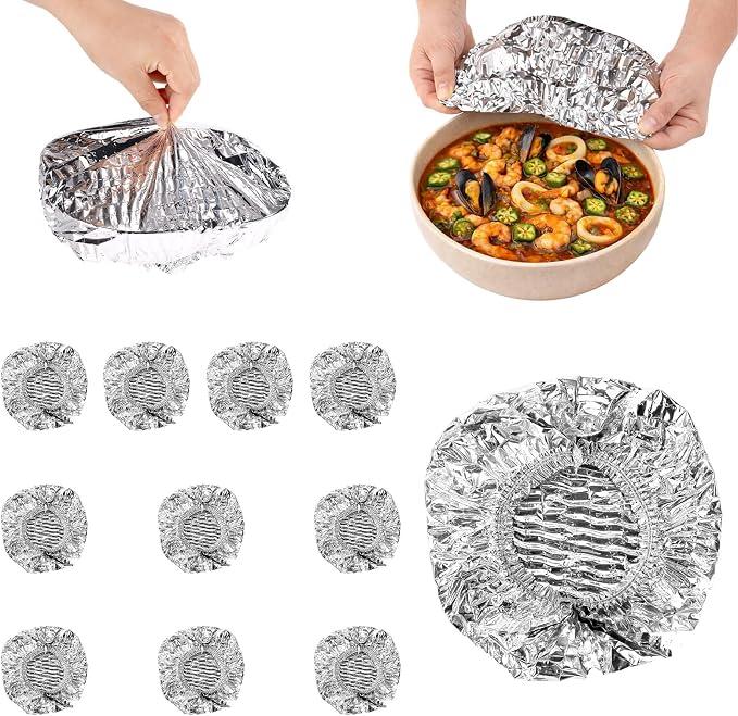 30pcs Reusable Aluminum Foil Food Covers，20cm/7.87inch
Premium Pop Up Foil Food Covers Universal Kitchen Heat Shield Lids for Bowls Plates Storage Containers, Silver