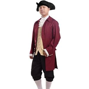 BLESSUME Rococo Men Colonial Costume Patriotic Adult Costume Set Size M