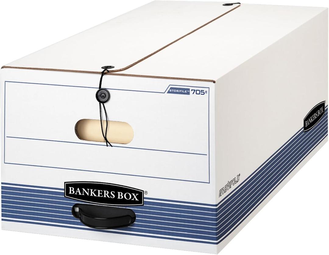 Bankers Box 12-Pack String & Button Medium-Duty File Box, Legal, FastFold