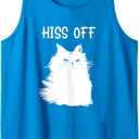 Cat themed gifts for women Men - Funny Meow Cat Hiss Off Tank Top M