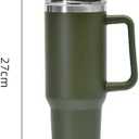 FAMKX 40oz Insulated Travel Mug Tumbler With Handle and Straw,Stainless Steel Double Wall Vacuum Cup Keep Drink Cold and Hot