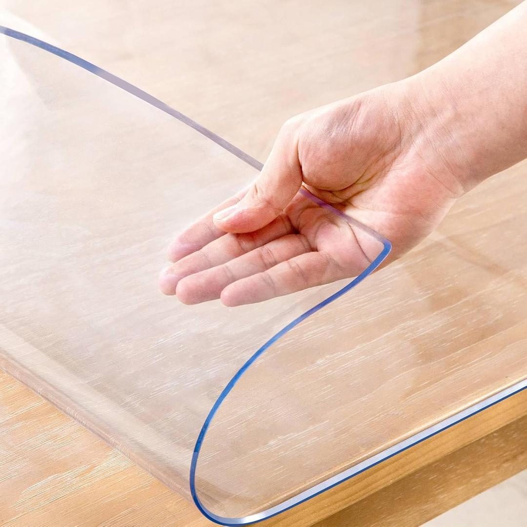 24 x 48 Inch Clear Table Cover Protector, 2mm Thick Clear Table Protector for Dining Room Table, Plastic Table Cover, Waterproof Table Pad for Kitchen, Office