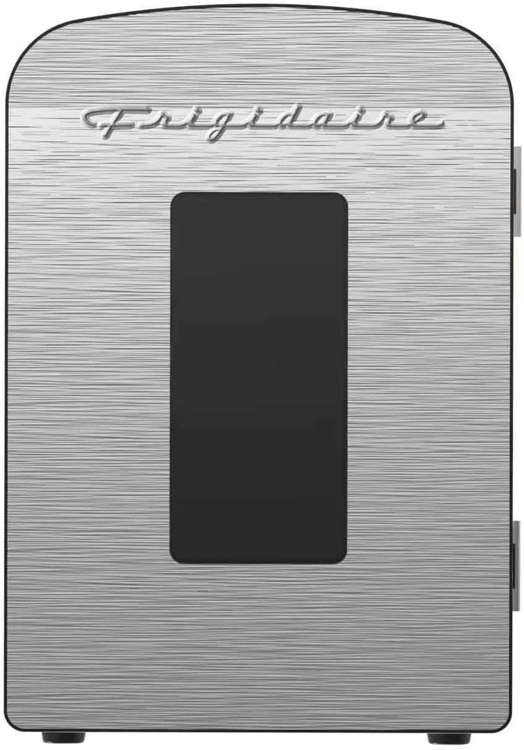 Frigidaire Portable 9-Can Mini Cooler Fridge, 5L, Brushed Stainless Rugged, Window, EFMIS189-SS, Clear Door, Glass (CLEAR DOOR)