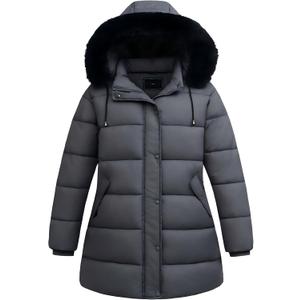 Women's Plus Size Down Coat| Waterproof, Windproof, Detachable Hood, Flannel Lined (4X, Dark Grey)