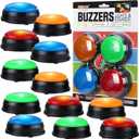 Deekin 16 Pcs Game Buzzers Bulk Assorted Colored Answer Button with Sound and Light Family Feud Buzzer for Classroom Teacher Supplies Team Game Show and Trivia Nights