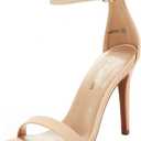 DREAM PAIRS Women's High Heels Flower Ankle Strap Stilettos Round Open Toe Dressy Sexy Sandals (Beige, XS)