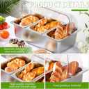Ziliny 2 Pack Countertop Food Serving Display Container Stainless Steel Food Serving Tray Buffet Condiment Dispenser Display Rack with Clear Roll Top Cover for Buffet (3 Pan and 3 Pan)