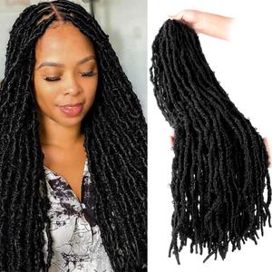BOHOBABE 24 Inch Light Weight Butterfly Locs Crochet Hair 8 Packs Long Black Distressed Butterfly Soft Faux Locs Toupees Hair, 1B