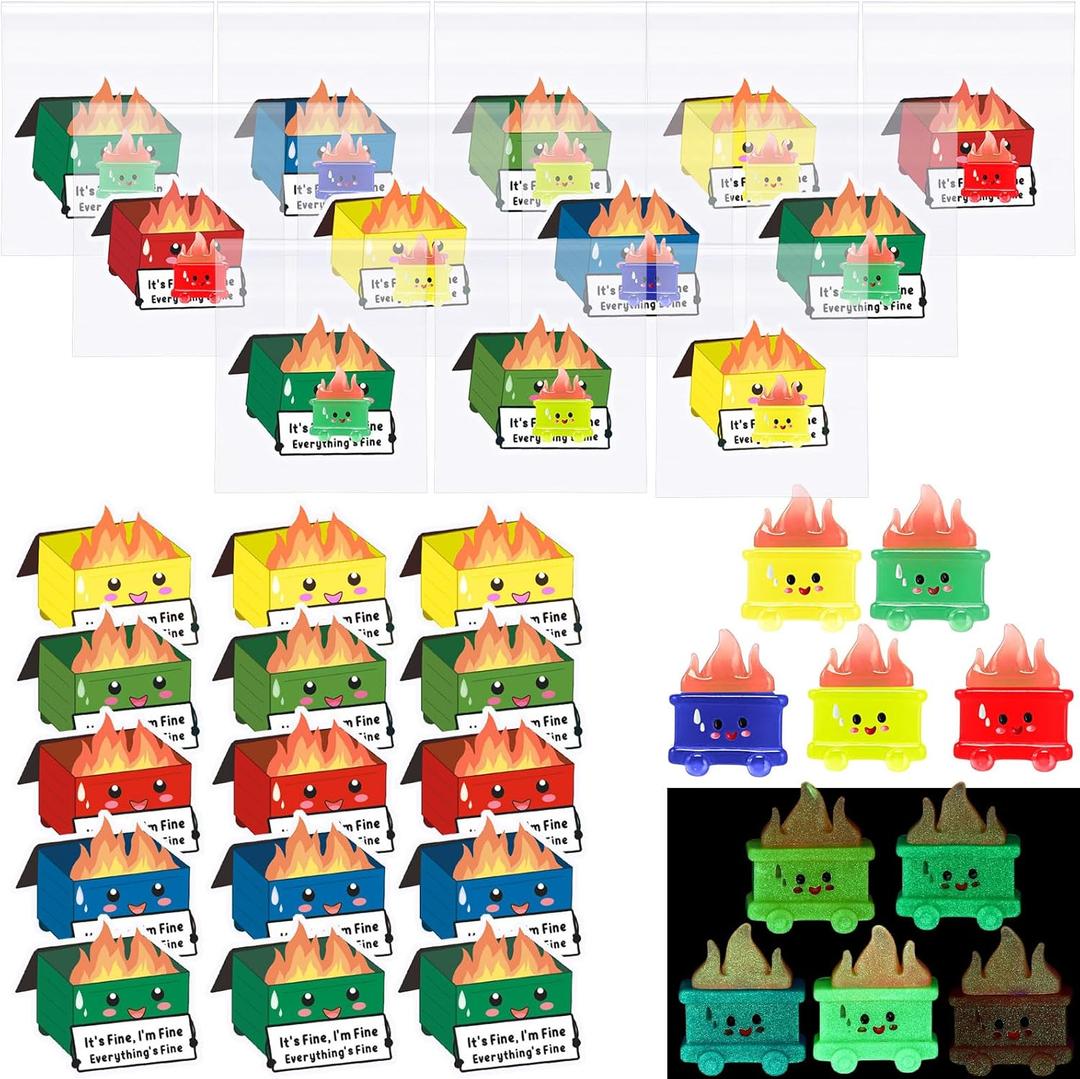 CroBlissful 60 Set Employee Appreciation Gifts Funny Dumpster Desk Accessories Response Team Glow Mini Resin Dumpster Ornament for Office Staff Coworkers Volunteer Teacher Nurse Graduation (Colorful)