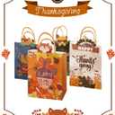 qiqee Fall Thanksgiving Paper Gift Bags with Handles Bulk Medium Pumpkin Harvest Bags Autumn Kraft Paper for Holiday Wedding Birthday Party Supplies 24pcs (8.7"10.6"4.3")