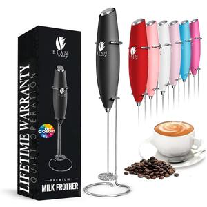 Bean Envy Milk Frother, Coffee Stirrers, Frother Wand, Milk Frother Handheld, Frother with stand, Hand Blender for Coffee, Lattes, Cappuccino, Matcha and Hot Chocolate Kitchen Gifts - Black