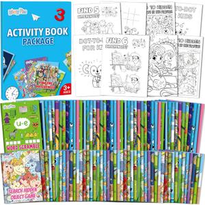 96 PCS Mini Activity Books for Kids Coloring Books Party Favors Bulk Ages 4-12 Challenging Game Include Mazes Dot to Dot Word Search Word Scramble Goodie Bags Stuffers Kids Classroom Activities