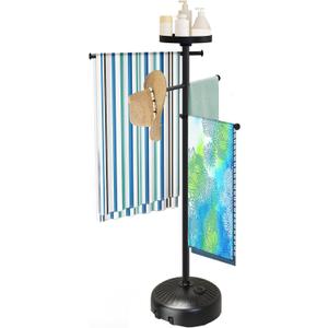 Pool Towel Rack Outdoor with Built-in Tray  Adjustable, Heavy-Duty Towel Racks & Storage for Backyards