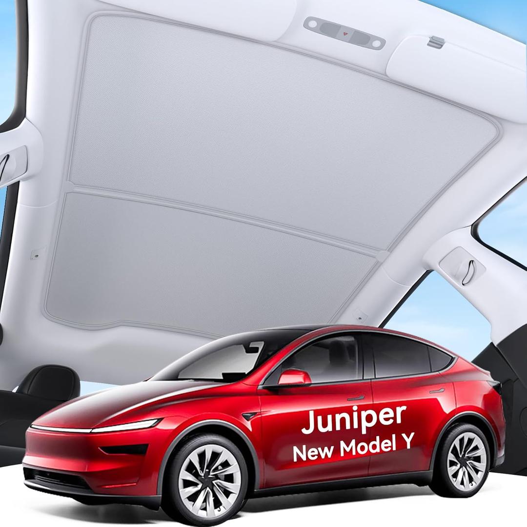 2026 Upgrade Sunshade Roof for Tesla New Model Y Juniper, [Graphene Coatings & UPF 50+ & No-Sag] 1:1 Fit Heat Insulation Sunroof Cover for Tesla Model Y Accessories 2025 2026, Gray, 2PCS