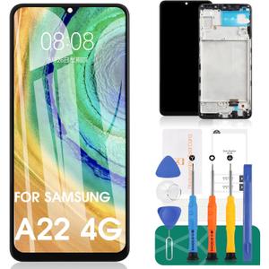 TFT for Samsung Galaxy A22 4G Screen Replacement for Galaxy A22 LCD Display for SM-A225F SM-A225M Digitizer Touch Screen Assembly Replacement Repair Parts with Frame(NOT AMOLED) (Not for A22 5G/A226)
