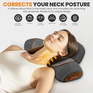 CARINIFY 3in1 Rechargeable Neck Massager Pillow  Pillow Massage Neck Hump for Shoulder Pain, Deep Tissue Pain Relief, with Heating and Traction Function, Hump Corrector for Women