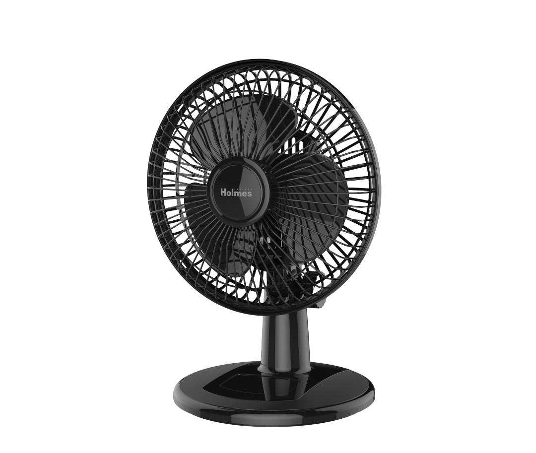 Holmes 6” Personal Table Fan – 2 Speeds, Compact, 15° Head Tilt, Wide-Angle Oscillation, Black