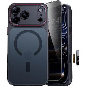 JUESHITUO Magnetic for iPhone 17 Pro Case: Upgraded [Full Camera Protection], with [1X Privacy Screen Protector] [Camera Button], 6.3" Case for iPhone 17 Pro, Black