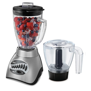 Oster Classic Series 16 Speed Blender with Food Chopper and Glass Jar, Brushed Nickel