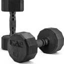 CAP 15lb Rubber Coated 12-Sided Dumbbell, Black Grip, Free Weights, Pair