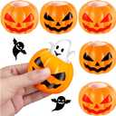 6PCS Halloween Pumpkin Head Stress Ball, Cute Ghost Pop Up Toys for Relieve Stress, Squeeze Fidget Toys for Office (Red,Black)